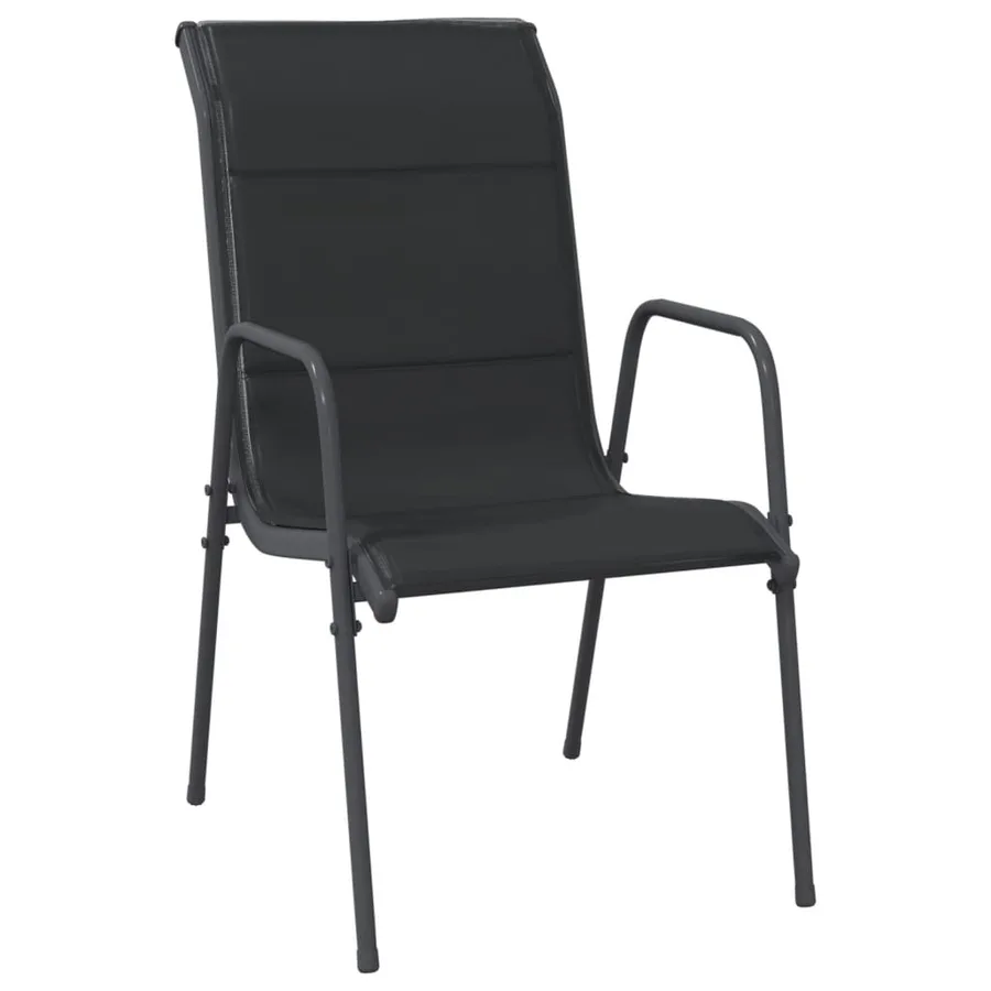 Ensemble à manger de jardin 5 pcs noir textilène et acier - 3