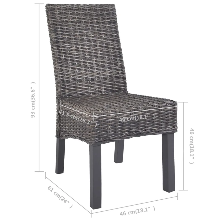 Chaises à manger lot de 6 marron rotin Kubu et bois de manguier - 8