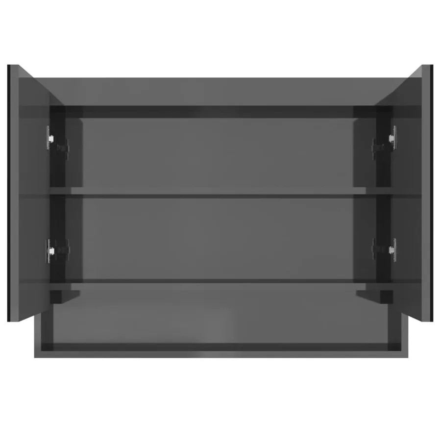 Armoire à miroir de salle de bain 80x15x60 cm MDF Gris brillant - 3