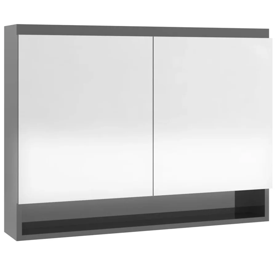 Armoire à miroir de salle de bain 80x15x60 cm MDF Gris brillant - 4