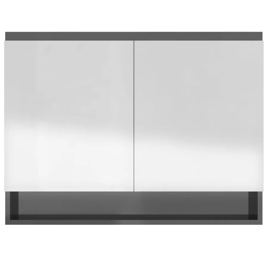 Armoire à miroir de salle de bain 80x15x60 cm MDF Gris brillant - 5