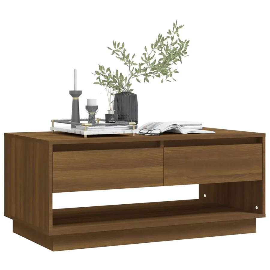 Table basse Chêne marron 102,5x55x44 cm Bois d'ingénierie - 7