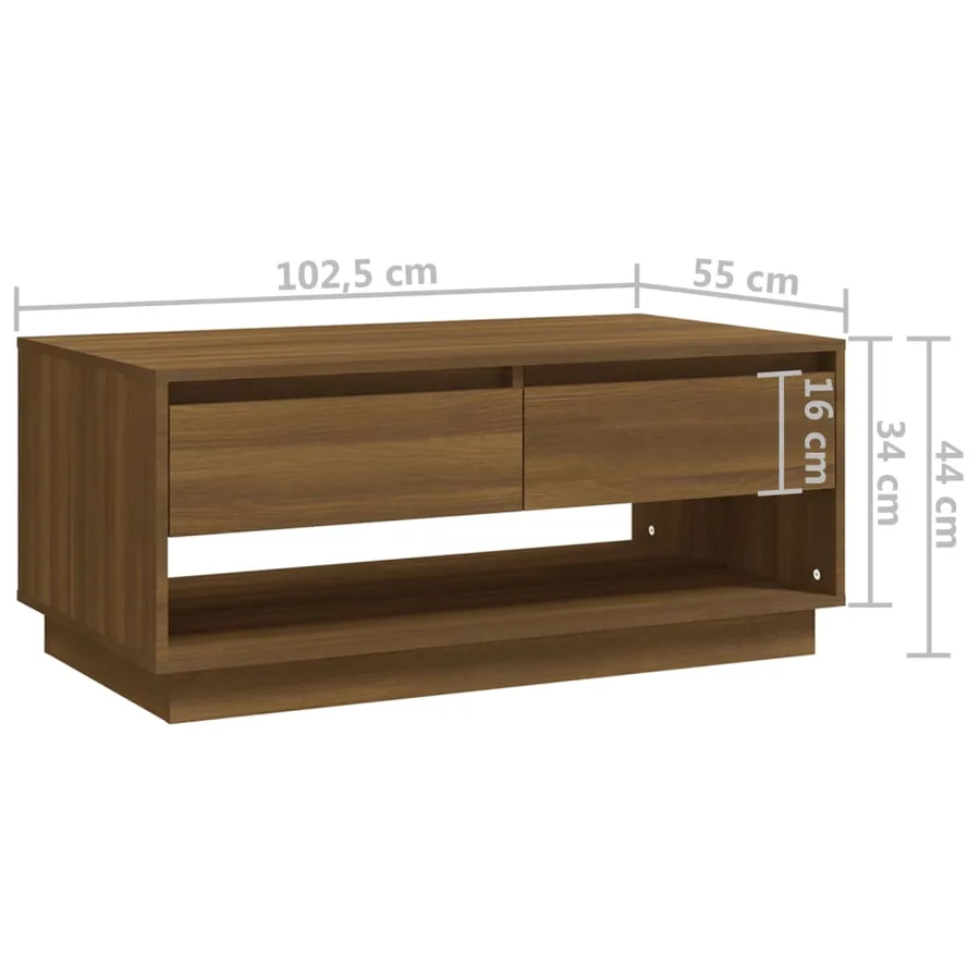 Table basse Chêne marron 102,5x55x44 cm Bois d'ingénierie - 9