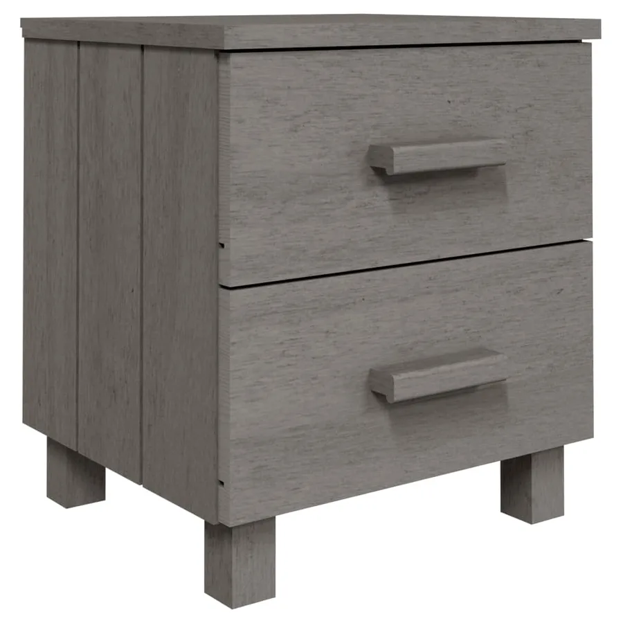 Tables de chevet HAMAR 2pcs Gris clair 40x35x44,5cm Bois massif - 3