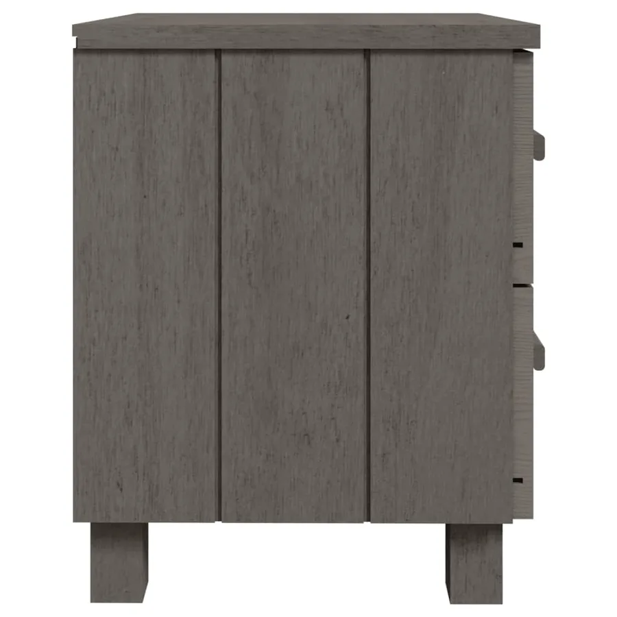 Tables de chevet HAMAR 2pcs Gris clair 40x35x44,5cm Bois massif - 5