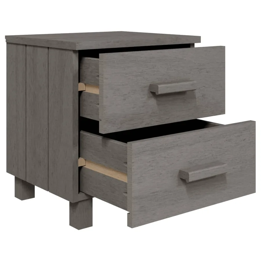 Tables de chevet HAMAR 2pcs Gris clair 40x35x44,5cm Bois massif - 6
