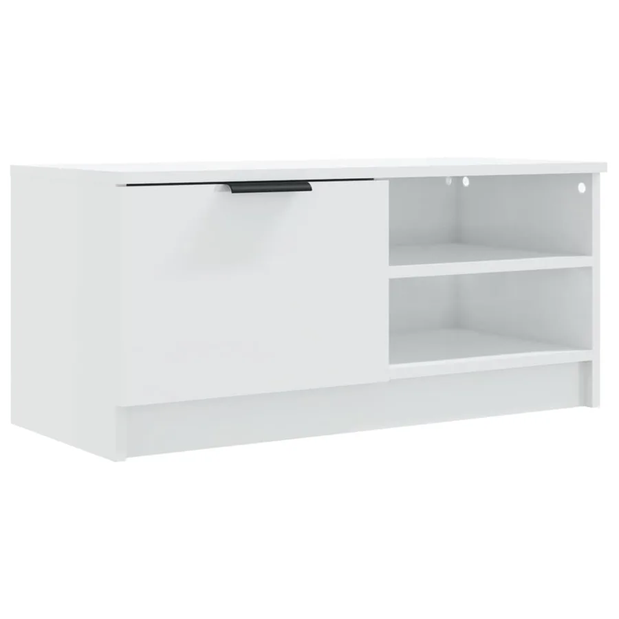 Meuble TV Blanc brillant 80x35x36,5 cm Bois d'ingénierie - 2