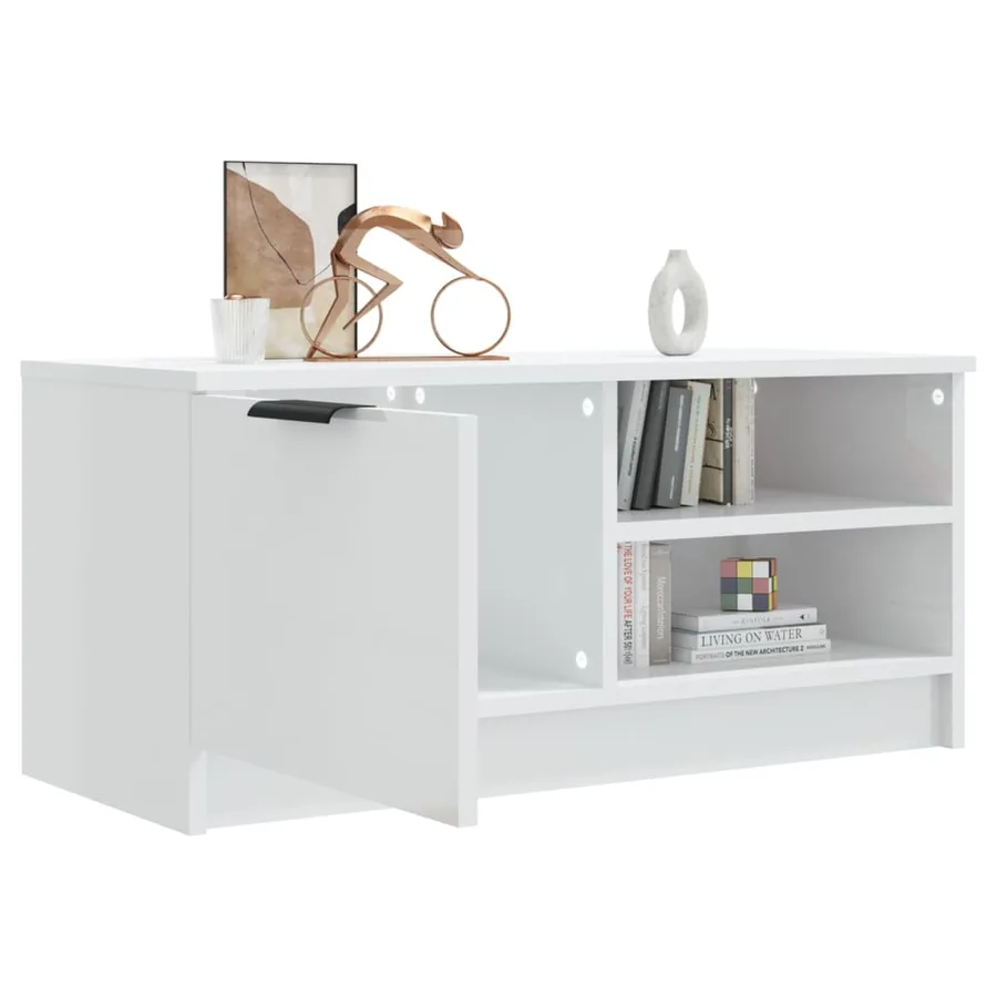 Meuble TV Blanc brillant 80x35x36,5 cm Bois d'ingénierie - 7