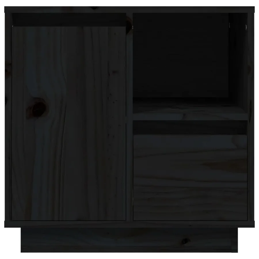 Table de chevet Noir 50x34x50 cm Bois de pin massif - 6