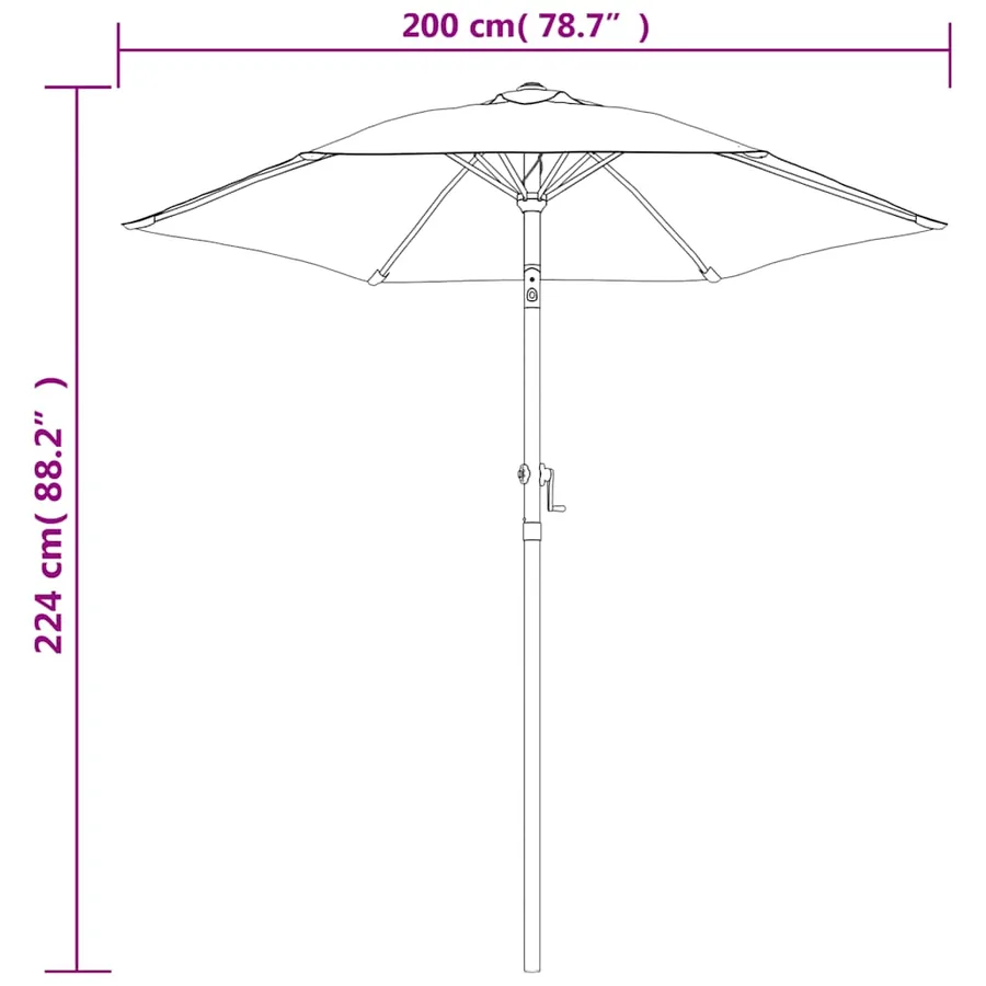 Parasol Noir 200x224 cm Aluminium - 8