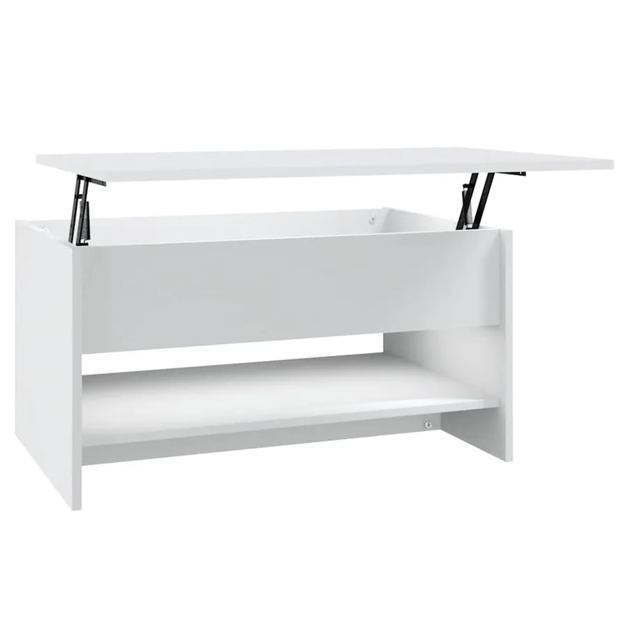 Table basse Blanc 80x50x40 cm Bois d'ingénierie - 2