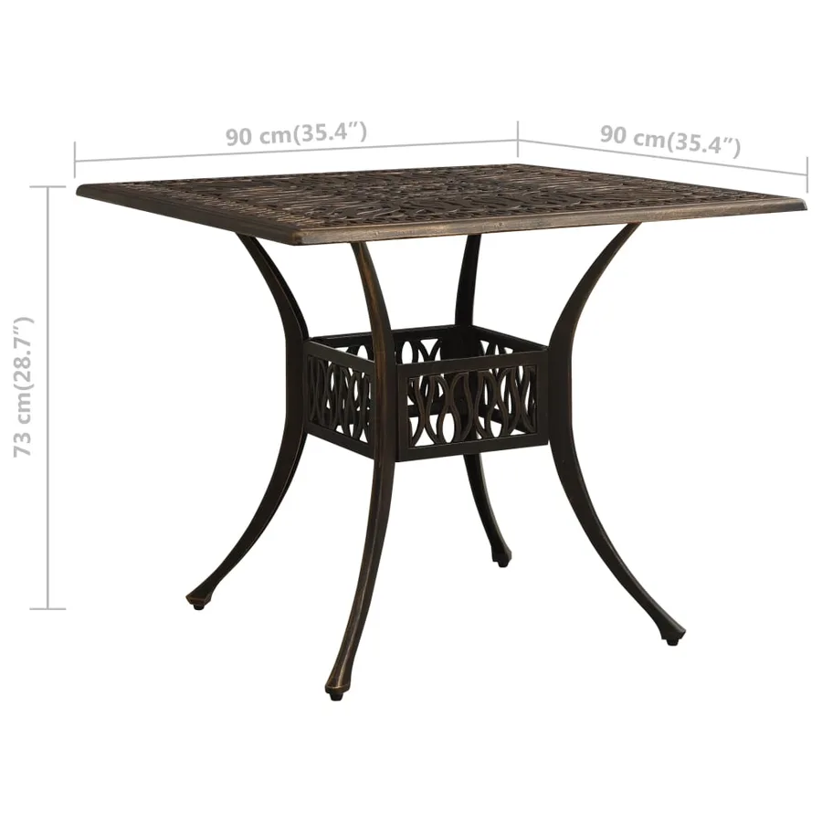 Table de jardin Bronze 90x90x73 cm Aluminium coulé - 6