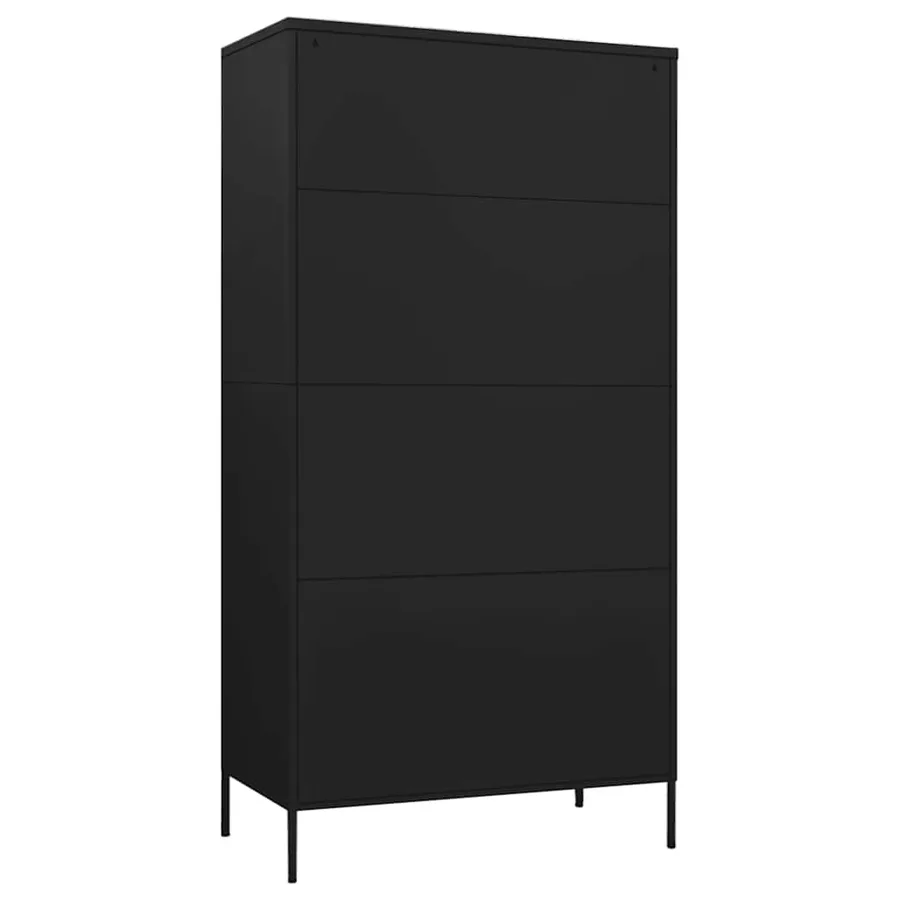 Garde-robe Noir 90x50x180 cm Acier - 5