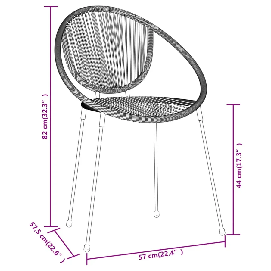 Ensemble à manger de jardin 5 pcs Noir - 7