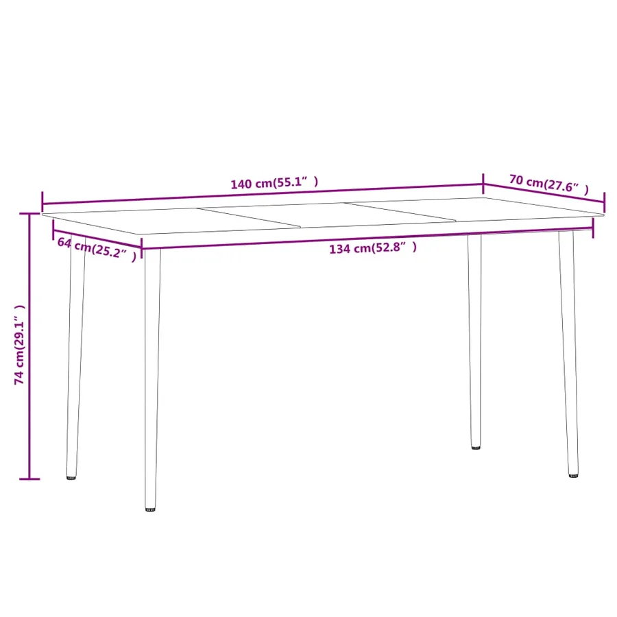 Ensemble à manger de jardin 5 pcs Noir - 8