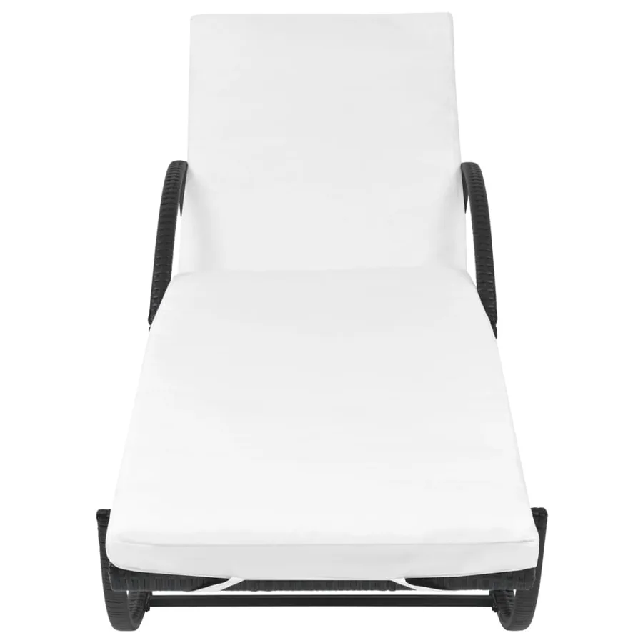 Chaise longue avec coussin Résine tressée Noir - 3