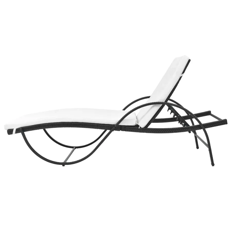 Chaise longue avec coussin Résine tressée Noir - 5