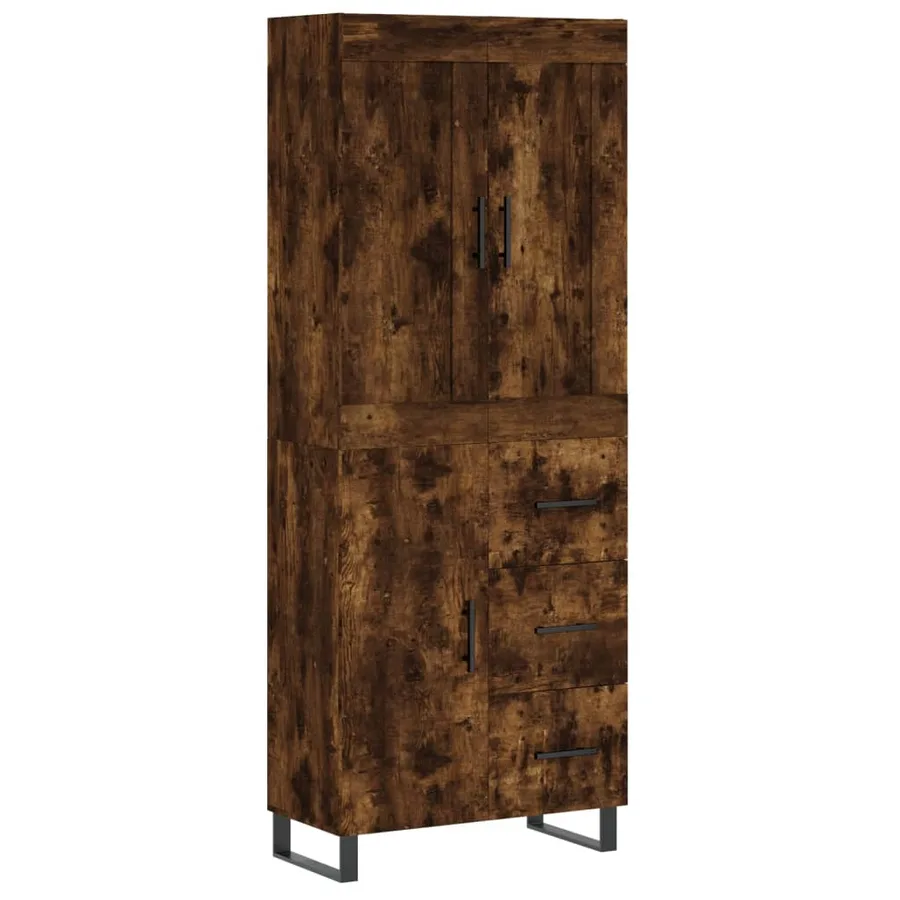 Buffet haut Chêne fumé 69,5x34x180 cm Bois d'ingénierie - 2