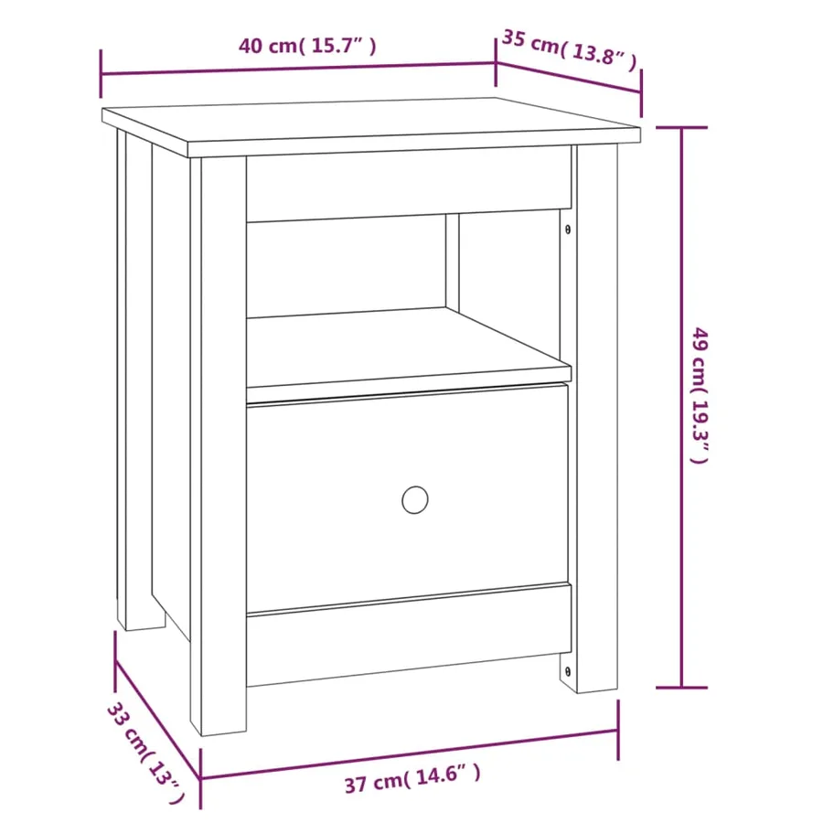 Tables de chevet 2 pcs 40x35x49 cm Bois de pin massif - 10