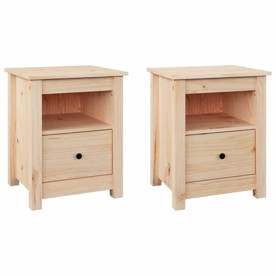 Tables de chevet 2 pcs 40x35x49 cm Bois de pin massif - 2