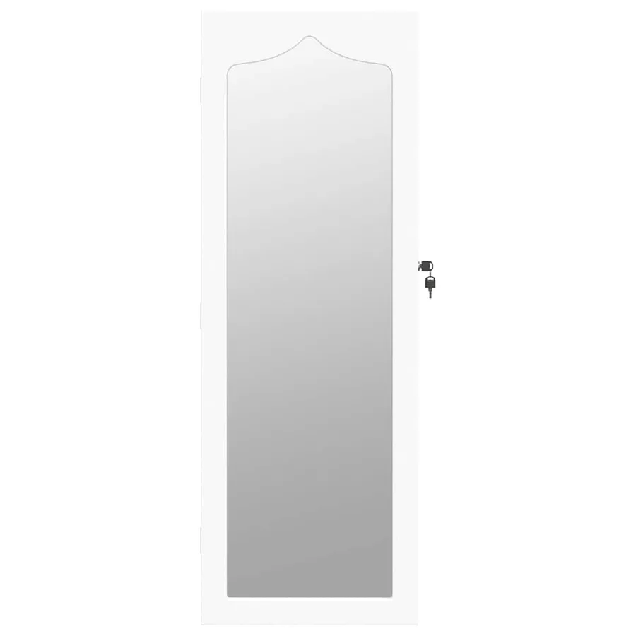 Armoire à bijoux avec miroir murale blanc 37,5x10x106 cm - 4