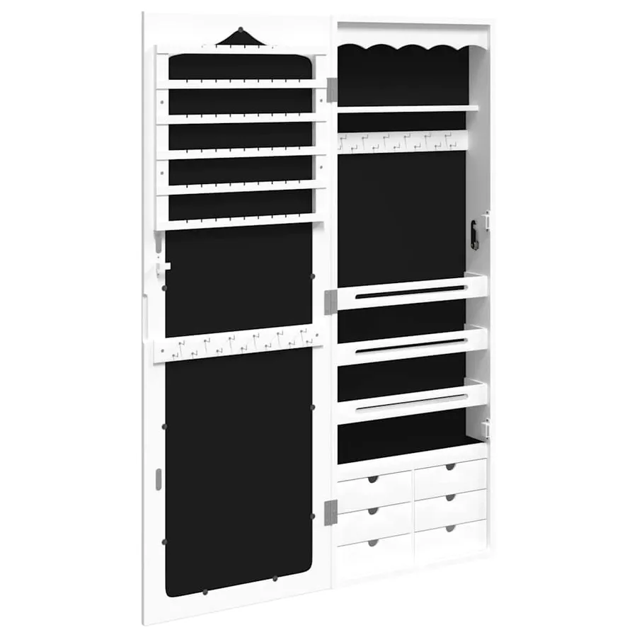Armoire à bijoux avec miroir murale blanc 37,5x10x106 cm - 5