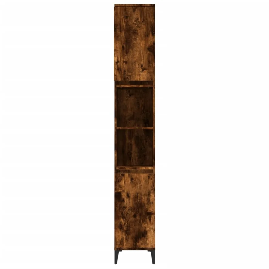 Armoire de bain chêne fumé 30x30x190 cm bois d'ingénierie - 7