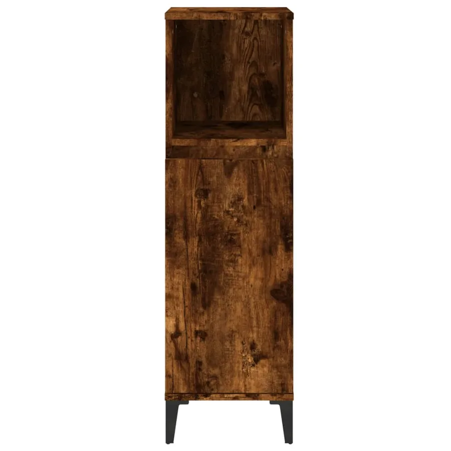 Armoire de bain chêne fumé 30x30x100 cm bois d'ingénierie - 7