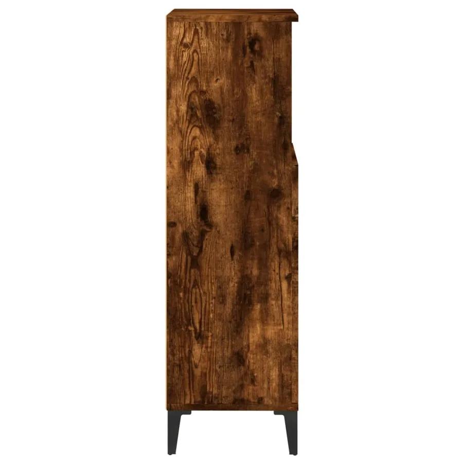 Armoire de bain chêne fumé 30x30x100 cm bois d'ingénierie - 8