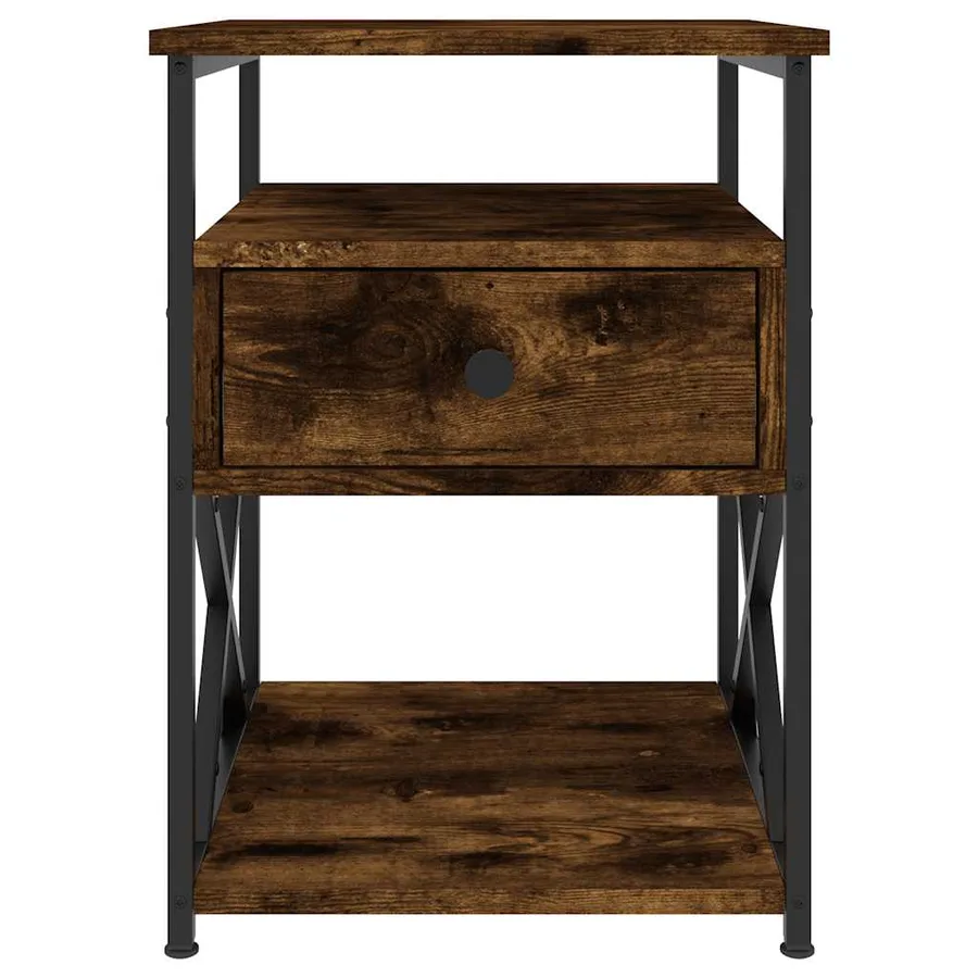Table de chevet chêne fumé 40x42x55 cm bois d'ingénierie - 5