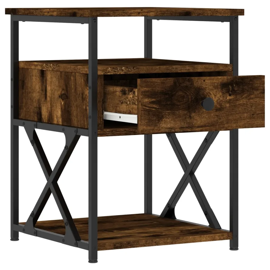 Table de chevet chêne fumé 40x42x55 cm bois d'ingénierie - 6