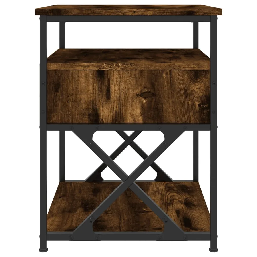 Table de chevet chêne fumé 40x42x55 cm bois d'ingénierie - 7