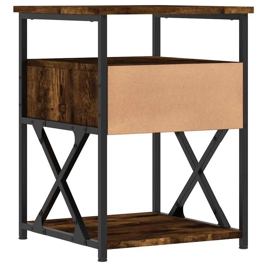 Table de chevet chêne fumé 40x42x55 cm bois d'ingénierie - 8