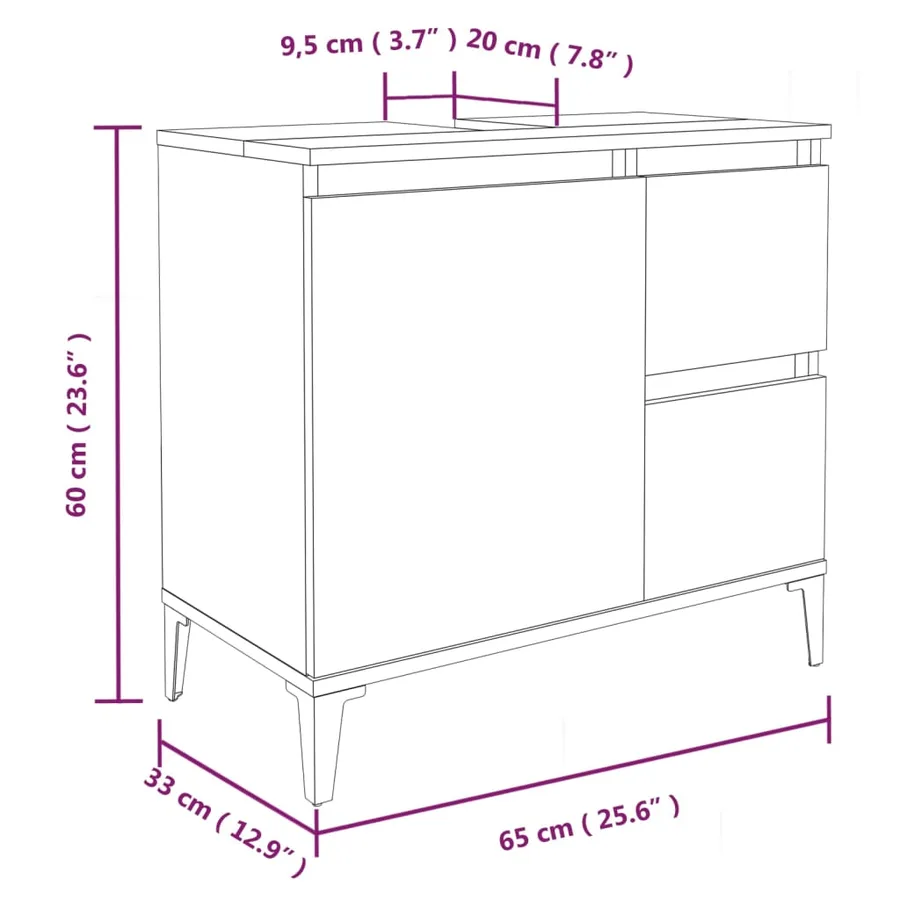 Ensemble d'armoires de salle de bain 3 pcs chêne fumé - 9