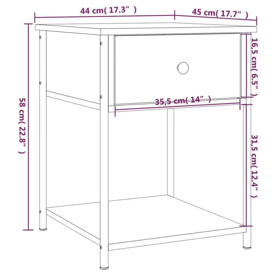 Tables de chevet 2 pcs chêne fumé 44x45x58 cm bois d’ingénierie - 12
