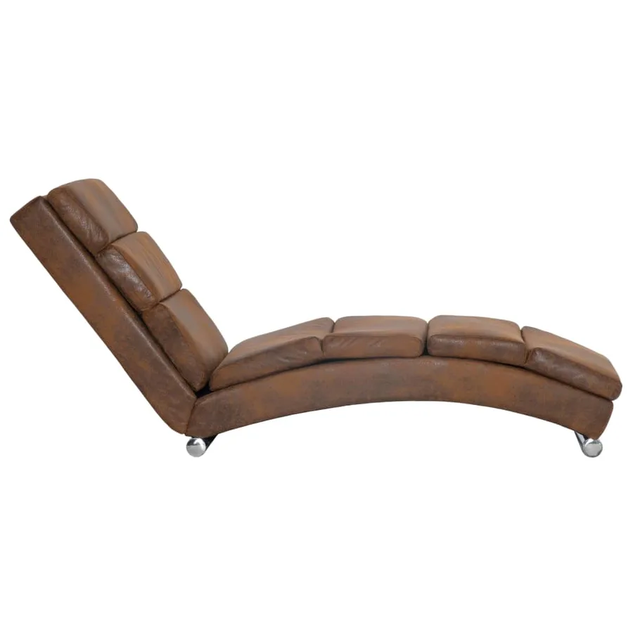 Chaise longue Marron Similicuir daim - 3