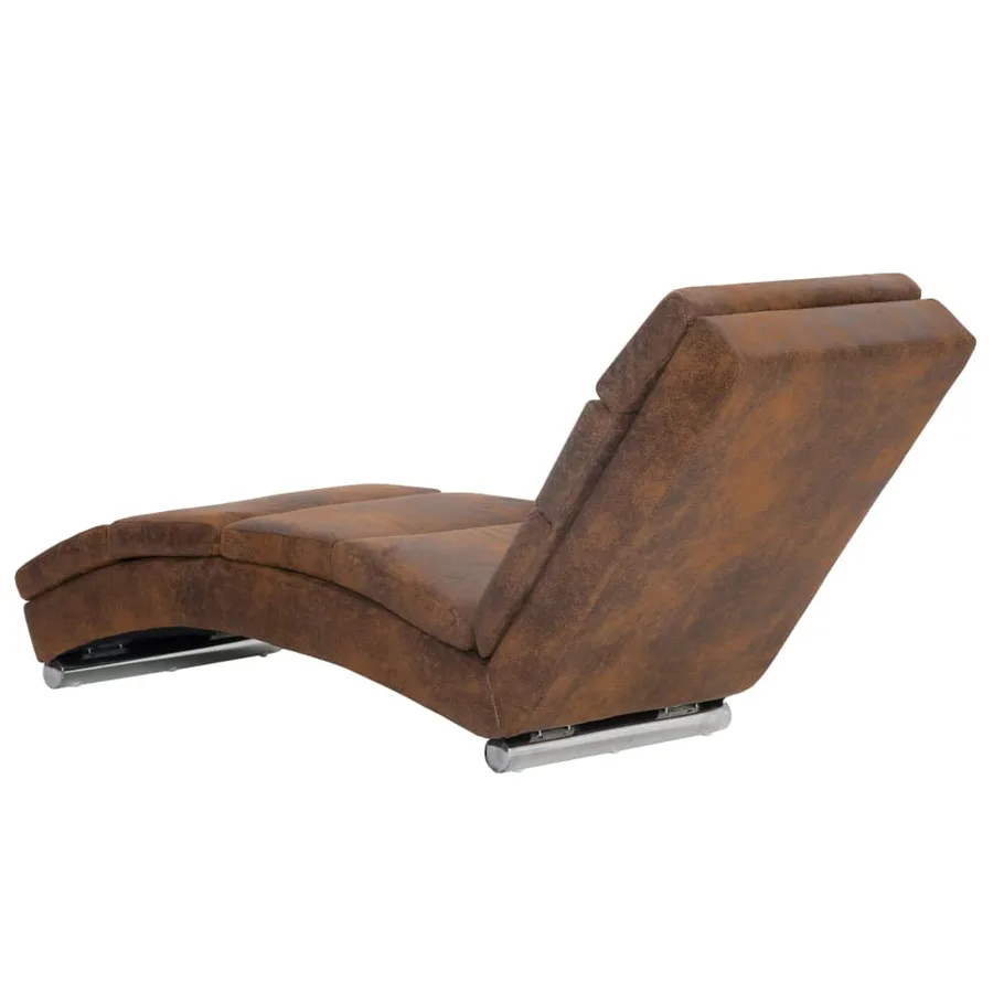 Chaise longue Marron Similicuir daim - 4