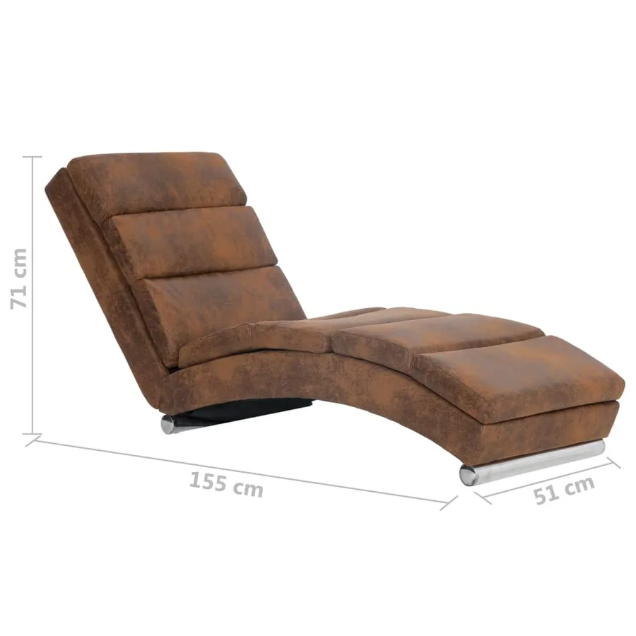 Chaise longue Marron Similicuir daim - 8