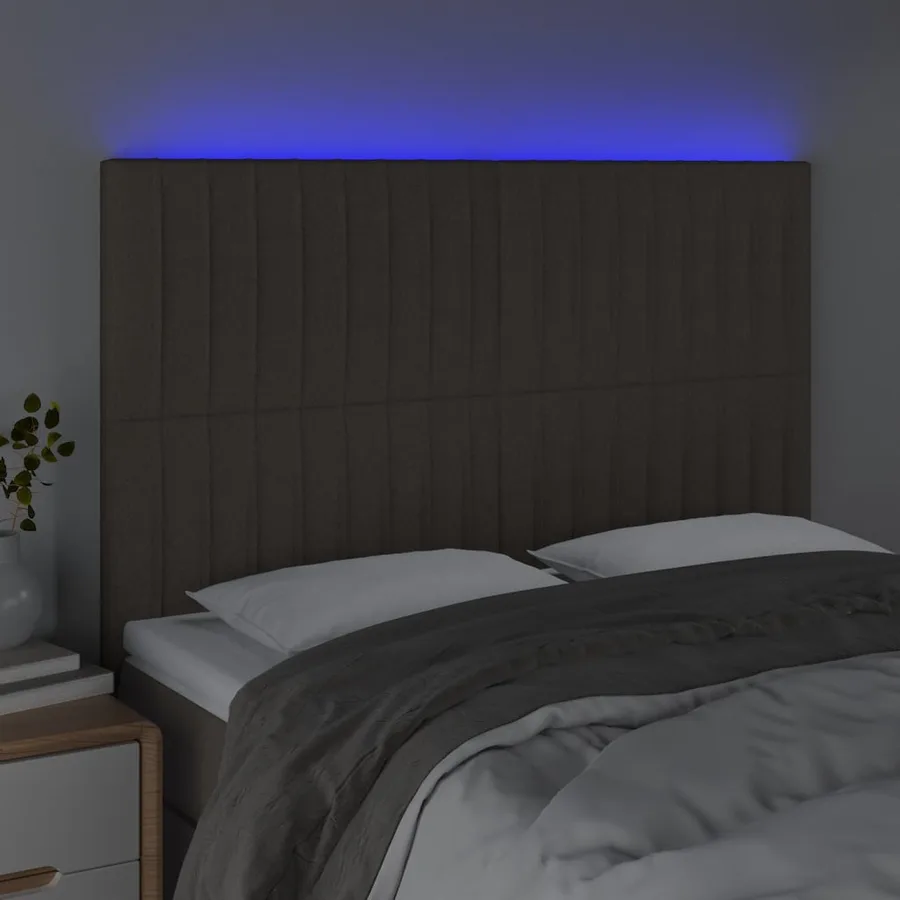 Tête de lit à LED Taupe 144x5x118/128 cm Tissu - 3