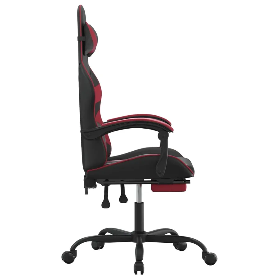 Chaise de jeu pivotante repose-pied Noir bordeaux Similicuir - 4
