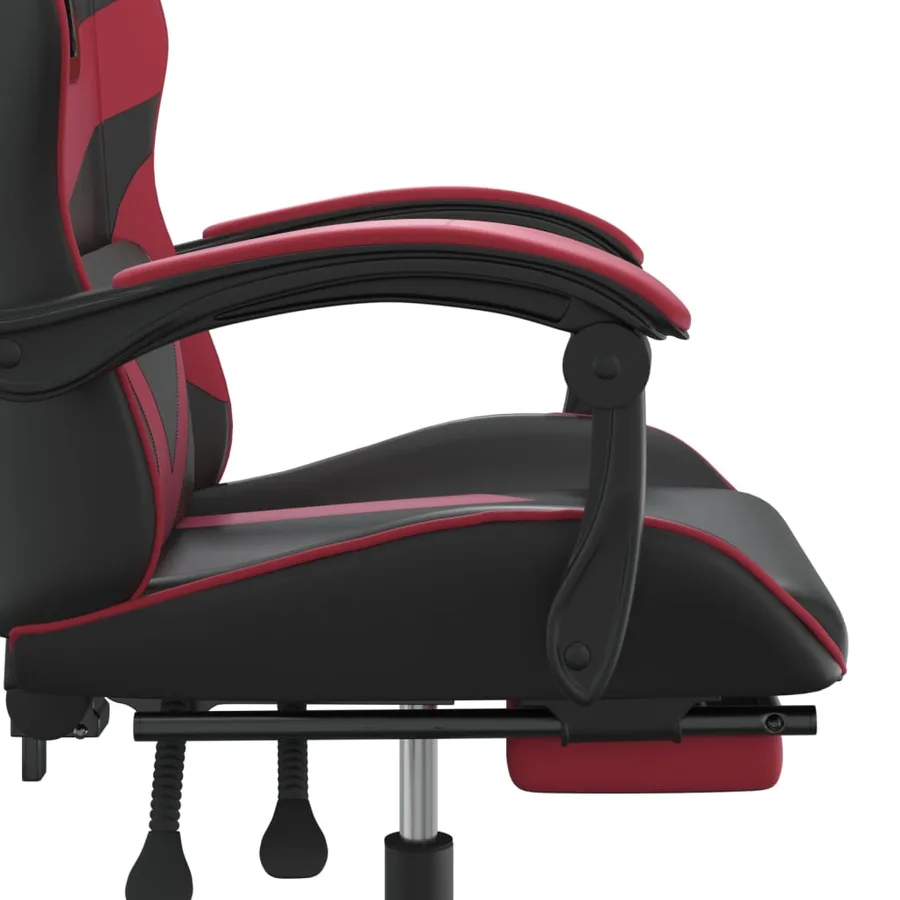 Chaise de jeu pivotante repose-pied Noir bordeaux Similicuir - 8