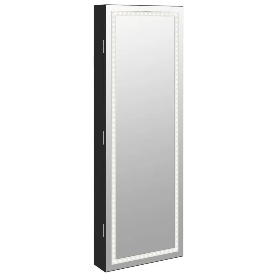 Armoire à bijoux avec miroir et éclairage LED mural noir - 2