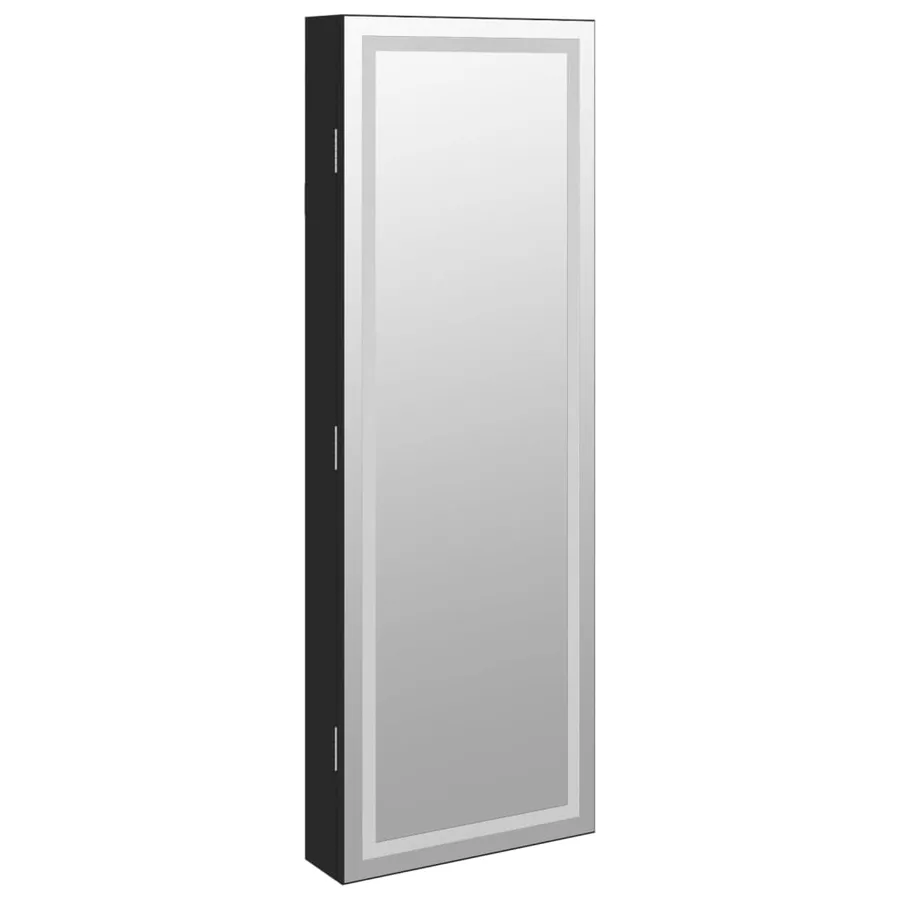 Armoire à bijoux avec miroir et éclairage LED mural noir - 4