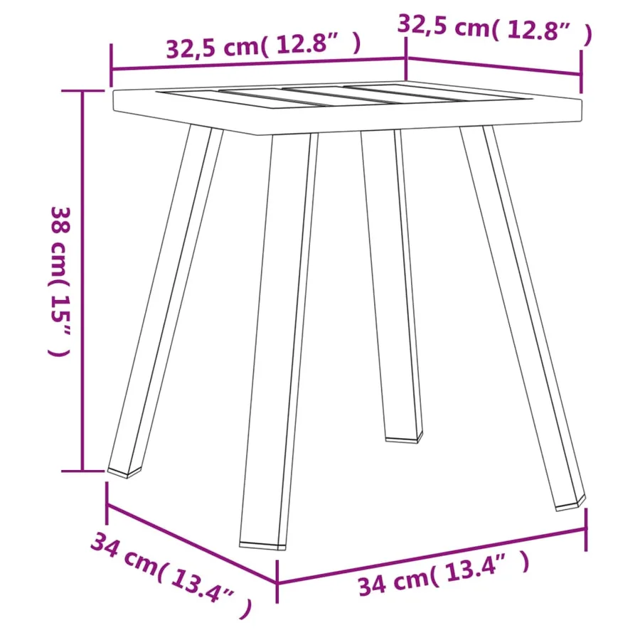 Table de jardin anthracite 34x34x38 cm acier - 7
