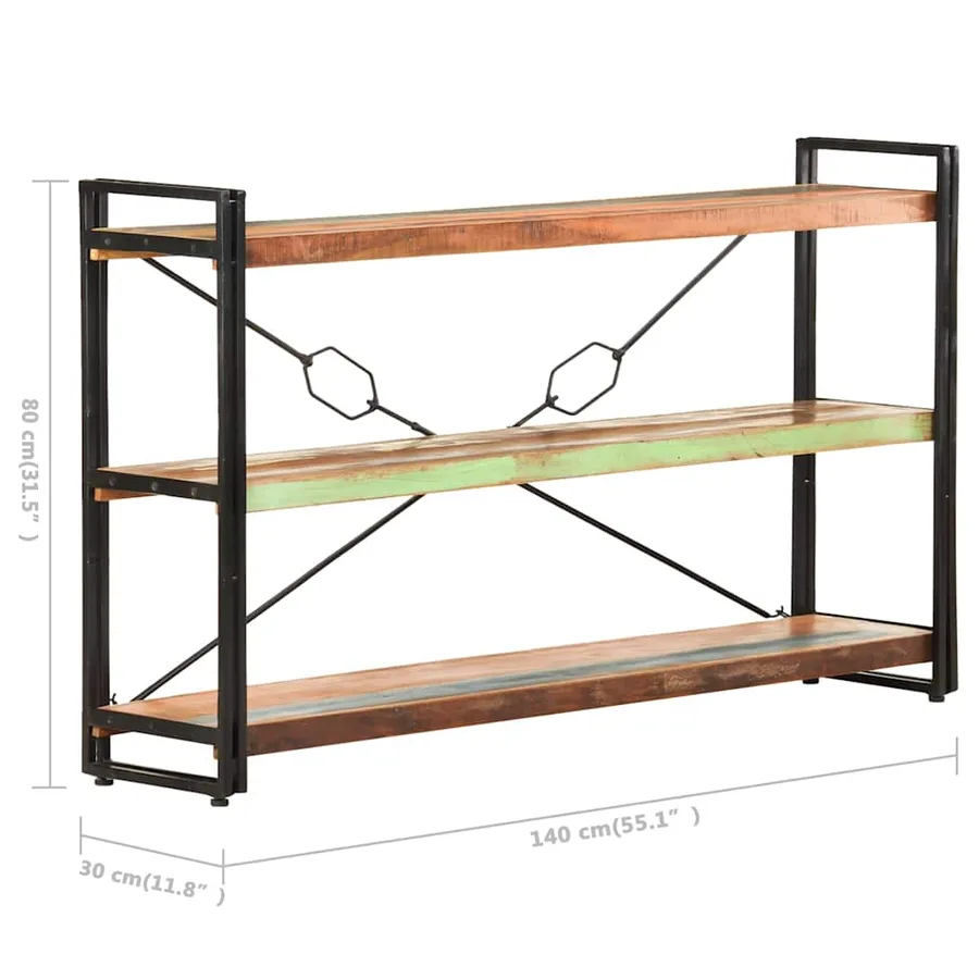 Bibliothèque 3 niveaux 140x30x80 cm Bois de récupération massif - 5