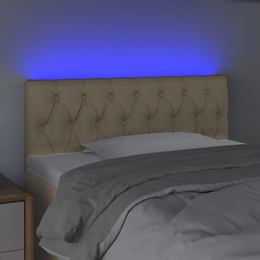 Tête de lit à LED Crème 90x7x78/88 cm Tissu - 3