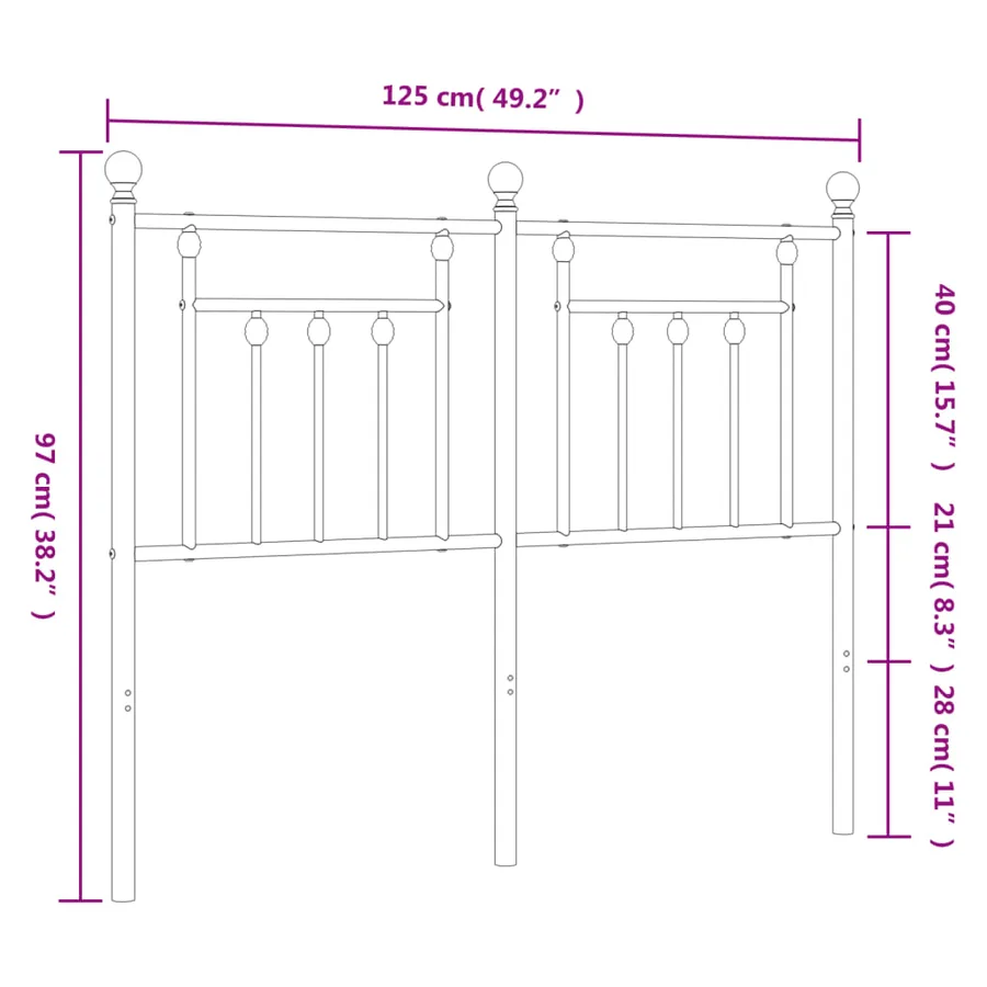 Tête de lit de remplacement métal noir 120 cm - 7
