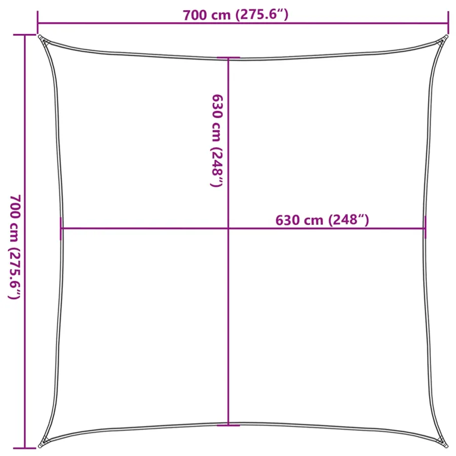 Voile d'ombrage 160 g/m² Anthracite 7x7 m PEHD - 10