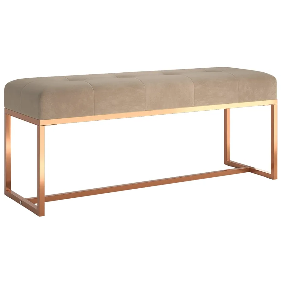 Banc Beige 110x36x45 cm Velours - 2