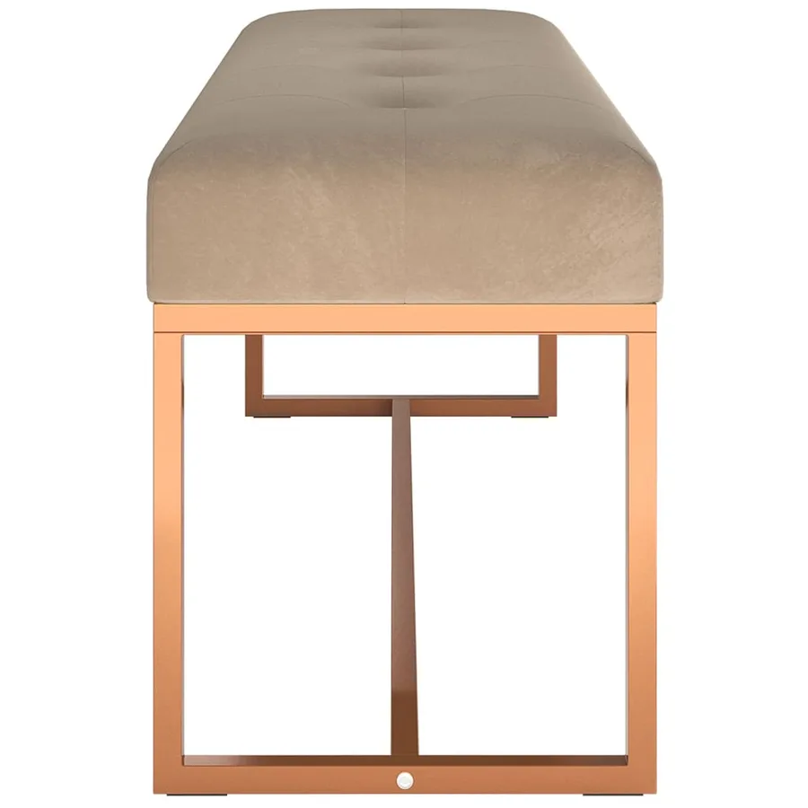 Banc Beige 110x36x45 cm Velours - 4